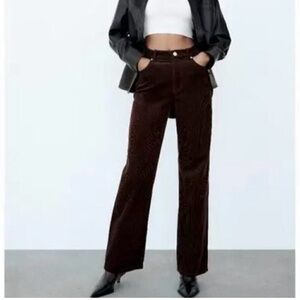 Zara Women's Dark Brown Corduroy Pants Vintage